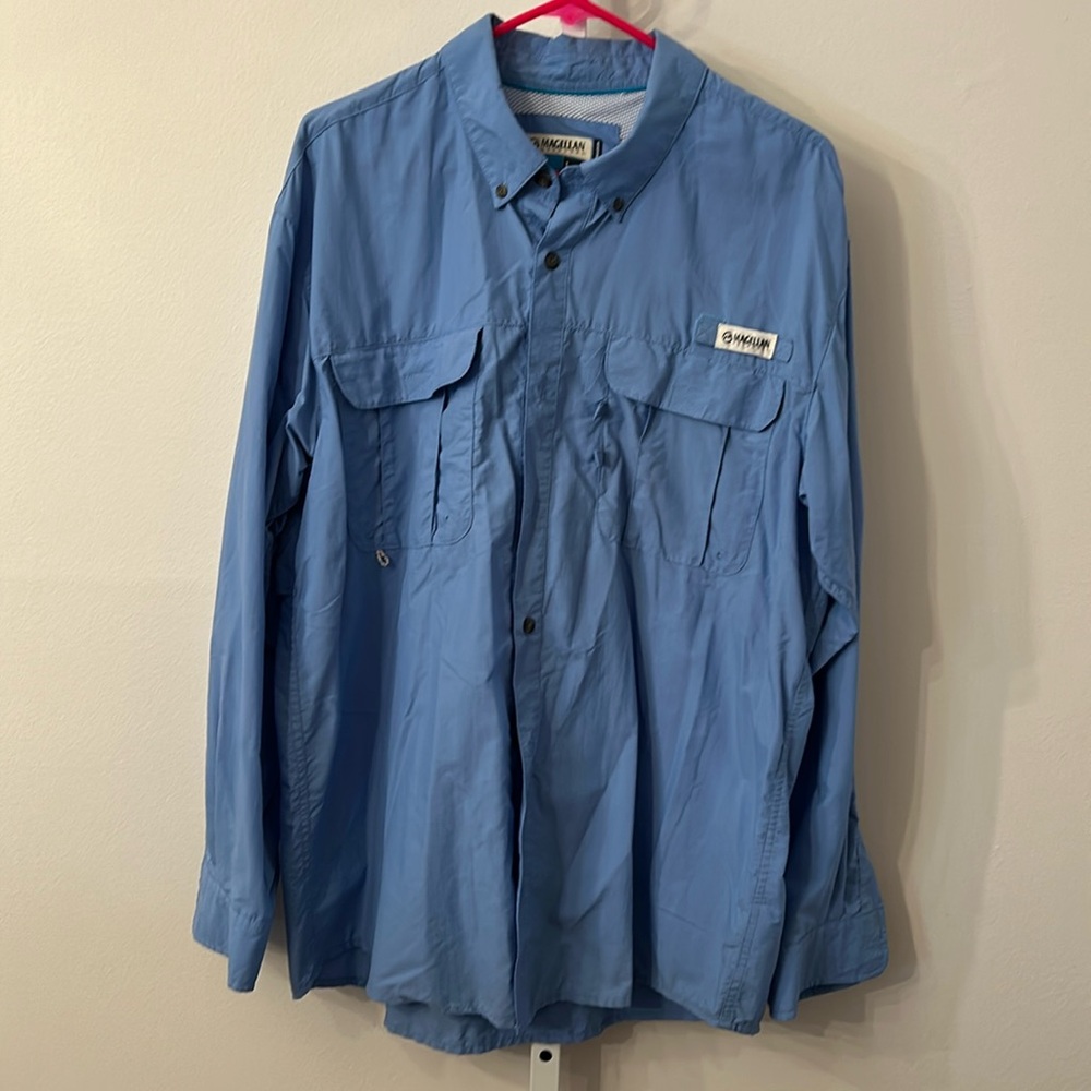 Magellan blue long sleeve fishing shirt